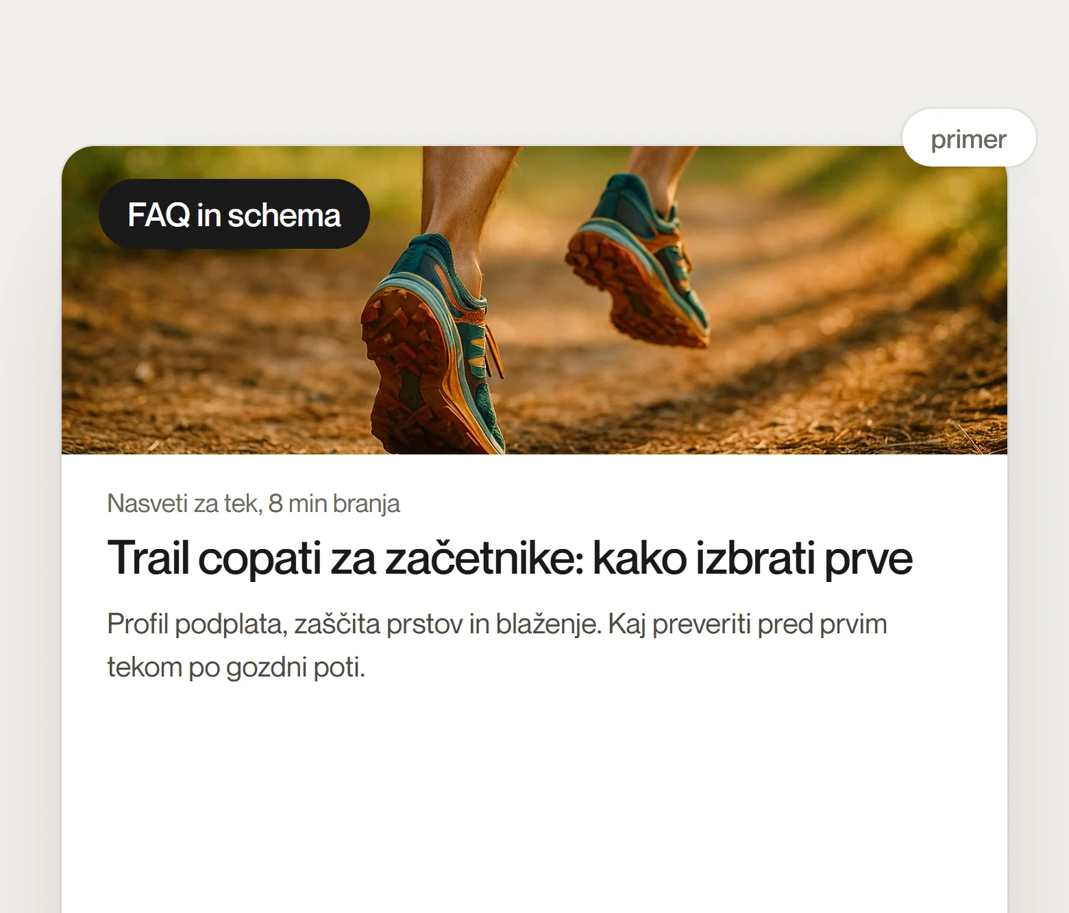 Content & On-Page SEO: Primer vodnika, ki ga napišemo po namenu iskanja, z urejenimi naslovi, FAQ in schema.