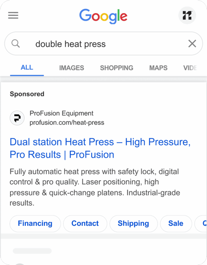 google ads za vodilna podjetja s pomočjo butične digitalne agencije notic primer oglasa 05