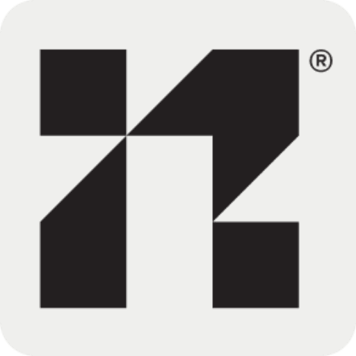 Black geometric logo with registered trademark symbol