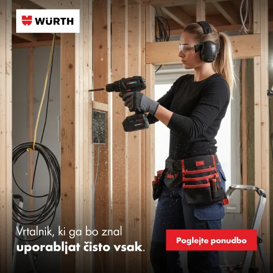Concept Facebook ad for a Würth cordless drill on a red background with the text A drill that absolutely everyone will know how to use and a View offer button.